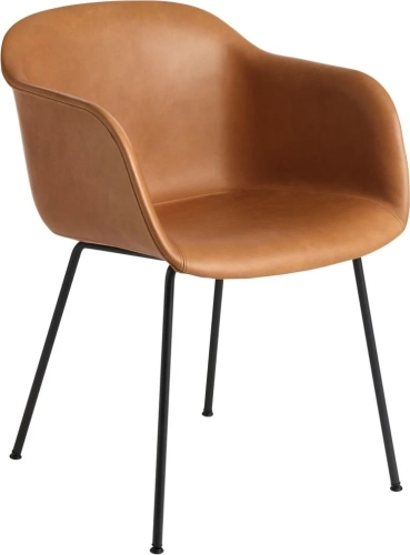 Fotel Fiber Tube koniakowy brąz skóra MUUTO 