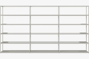 Konfiguracja półek 5x3 NEUTRA 368 x H197 cm dąb bielony, szara stal Bolia