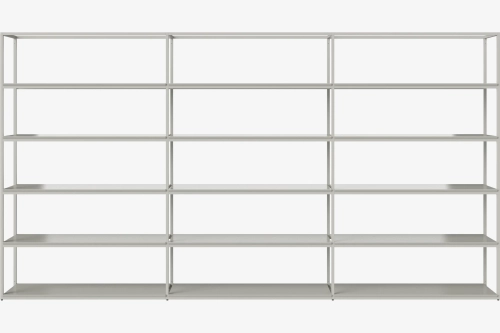 Konfiguracja półek 5x3 NEUTRA 368 x H197 cm dąb bielony, szara stal Bolia