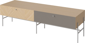 BOLIA szafka pod tv/hi-fi LUXE dąb bielony / szary front prawy