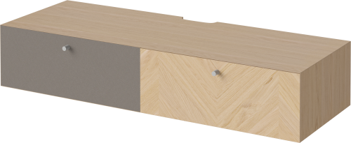 BOLIA szafka wisząca pod tv/hi-fi LUXE dąb bielony / szare uchwyty