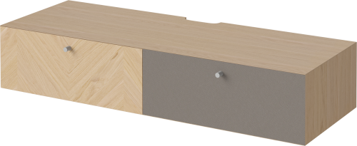 BOLIA szafka wisząca pod tv/hi-fi LUXE dąb bielony / szare uchwyty
