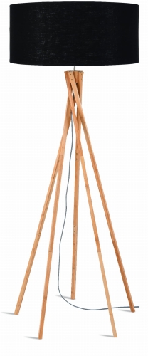 LAMPA PODŁOGOWA KILIMANJARO BAMBUS 129CM/ ABAŻUR 60X30CM, LNIANY CZARNY  GOOD&MOJO