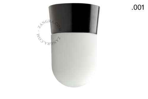 Lampa czarna bakelitowa lampa ścienna lub sufitowa ze szklanym kloszem - Ø 9,3 cm light.069.c.b.glass001 Zangra różne warianty  