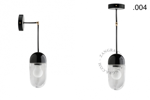 Czarna lampa metalowa z porcelanową oprawką i szklanym kloszem light.036.025.b.glass004 Zangra różne warianty