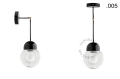 Czarna lampa metalowa z porcelanową oprawką i szklanym kloszem light.036.025.b.glass004 Zangra różne warianty