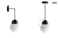 Czarna lampa metalowa z porcelanową oprawką i szklanym kloszem light.036.025.b.glass004 Zangra różne warianty