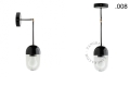 Czarna lampa metalowa z porcelanową oprawką i szklanym kloszem light.036.025.b.glass004 Zangra różne warianty