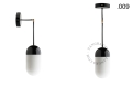 Czarna lampa metalowa z porcelanową oprawką i szklanym kloszem light.036.025.b.glass004 Zangra różne warianty