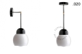 Czarna lampa metalowa z porcelanową oprawką i szklanym kloszem light.036.025.b.glass004 Zangra różne warianty