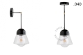 Czarna lampa metalowa z porcelanową oprawką i szklanym kloszem light.036.025.b.glass004 Zangra różne warianty