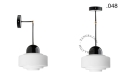 Czarna lampa metalowa z porcelanową oprawką i szklanym kloszem light.036.025.b.glass004 Zangra różne warianty