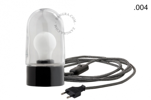 Czarna lampa porcelanowa ścienna lub stołowa ze szklanym kloszem - Ø 10 cm light.095.b.062.glass004 Zangra różne warianty 