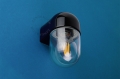 Zewnętrzna lub łazienkowa czarna porcelanowa lampa ścienna Agnes - IP54 agnes.b.glass001 Zangra różne warianty