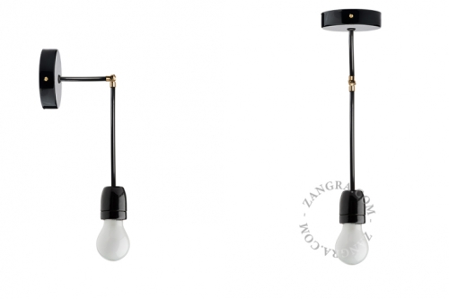 Czarna porcelanowa regulowana lampa ścienna lub sufitowa light.036.033.b Zangra 