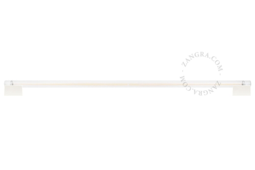 Biała porcelanowa lampa ścienna lub sufitowa S14s Dover - świetlówka szkło przezroczyste żebrowane - 100cm dover.100.w Zangra 