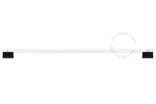Czarna porcelanowa lampa ścienna lub sufitowa S14s Dover - świetlówka szkło przezroczyste żebrowane - 100cm dover.100.b Zangra 