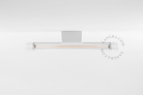 Biała porcelanowa lampa ścienna lub sufitowa S14d Clara - świetlówka szkło przezroczyste żebrowane clara.w.030 Zangra różne warianty 