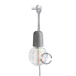 Porcelanowa lampa wisząca z kablem i wtyczką - szara alice.g.300 Zangra różne warianty 
