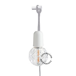 Porcelanowa lampa wisząca z kablem i wtyczką - biała alice.w.300 Zangra różne warianty 