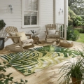 Beżowo Zielony Dywan Zewnętrzny w Liście - MANILA ARTICHOKE  Louis de Poortere  różne warianty 
