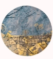 Okrągły Niebiesko Żółty Dywan Nowoczesny - CITIES DUBAI GOLD SEA ROUND 9698 Louis de Poortere 