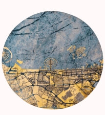 Okrągły Niebiesko Żółty Dywan Nowoczesny - CITIES DUBAI GOLD SEA ROUND 9698 Louis de Poortere 