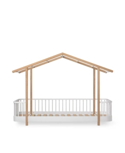 Łóżko dziecięce Drewno Oryginalne łóżko domek, biały/dąb Oliver Furniture 