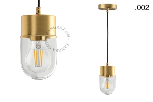 Mosiężna lampa wisząca ze szklanym kloszem oprawka Ø 8.5 cm Zangra różne warianty