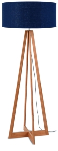 LAMPA PODŁOGOWA EVEREST BAMBUS 4-NOŻNA 127CM/ABAŻUR 60X30CM, LNIANY BLUE DENIM  GOOD&MOJO