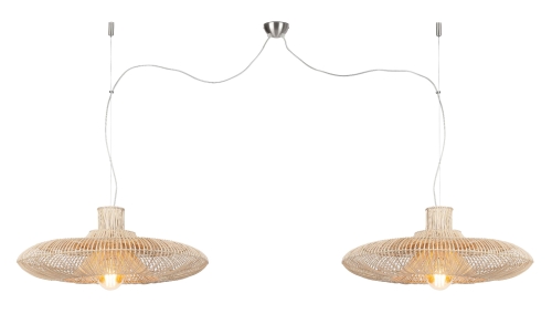 LAMPA WISZĄCA KALAHARI RATTANOWA PODWÓJNY ABAŻUR, ROZMIAR L  GOOD&MOJO
