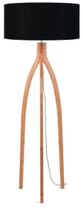 LAMPA PODŁOGOWA ANNAPURNA BAMBUS 3-NOŻNA 128CM/ABAŻUR 60X30CM, LNIANY CZARNY  GOOD&MOJO