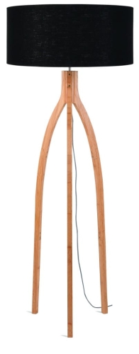 LAMPA PODŁOGOWA ANNAPURNA BAMBUS 3-NOŻNA 128CM/ABAŻUR 60X30CM, LNIANY CZARNY  GOOD&MOJO