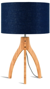 LAMPA STOŁOWA ANNAPURNA TRÓJNOŻNA 30CM/ABAŻUR 32X20CM, LNIANY BLUE DENIM GOOD&MOJO