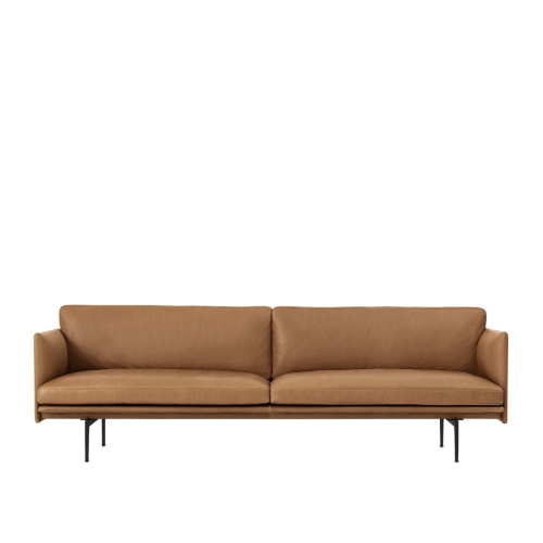 OUTLINE SOFA SILK LEATHER 220cm COGNAC MUUTO 