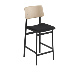 Hoker Loft 65cm tapicerowany Steelcut 190 - Black/Oak Muuto 