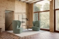 Fotel Stay Lounge Fully Upholstered, Black base, High back Gubi