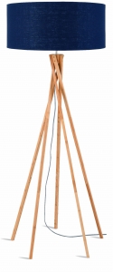 LAMPA PODŁOGOWA KILIMANJARO BAMBUS 129CM/ ABAŻUR 60X30CM, LNIANY BLUE DENIM  GOOD&MOJO