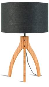 LAMPA STOŁOWA ANNAPURNA TRÓJNOŻNA 30CM/ABAŻUR 32X20CM, LNIANY CIEMNOSZARY GOOD&MOJO