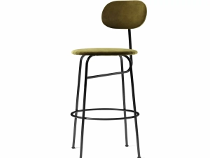 Krzesło Afteroom Plus, Bar Chair, Black Steel Base, Seat Height 73,5 cm, Upholstered Seat and Back City Velvet CA7832/031 (Green)