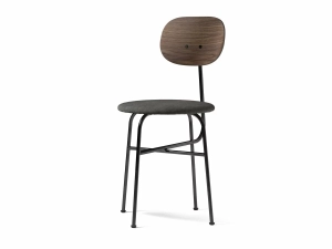 Krzesło Afteroom Plus, Dining Chair, Steel Base, Walnut Back, Upholstered Seat PC1T Black Base, EU/CAL117 Foam, 0152 (Grey/Dark) Remix, Kvadrat, Menu