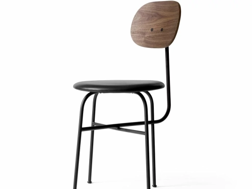 Krzesło Afteroom Plus, Dining Chair, Black Steel Base, Walnut Back, Upholstered Seat Shade 20296, Menu