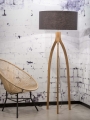 LAMPA PODŁOGOWA ANNAPURNA BAMBUS 3-NOŻNA 128CM/ABAŻUR 60X30CM, LNIANY CIEMNOSZARY  GOOD&MOJO