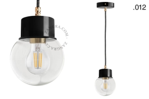 Wisząca lampa lakierowana czarna z kloszem 012 Zangra
