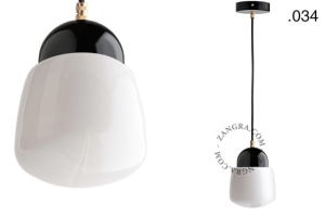 Wisząca lampa porcelana ze szklanym kloszem 034 Zangra