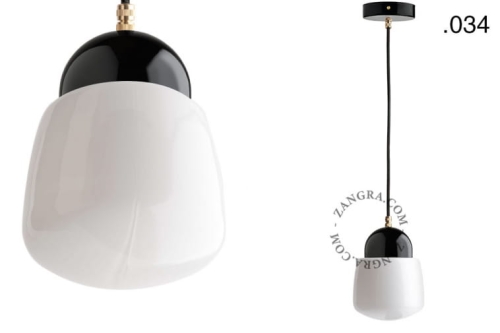 Wisząca lampa porcelana ze szklanym kloszem 034 Zangra