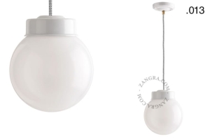 Wisząca lampa porcelana ze szklanym kloszem 013 Zangra