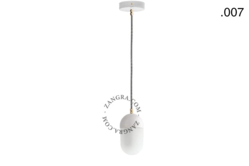 Wisząca lampa porcelana ze szklanym kloszem 007 Zangra