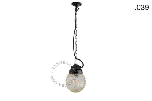 Wisząca lampa porcelana ze szklanym kloszem 039 Zangra