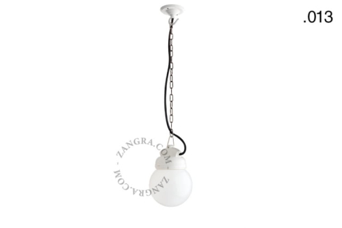 Wisząca lampa porcelana ze szklanym kloszem 013 Zangra